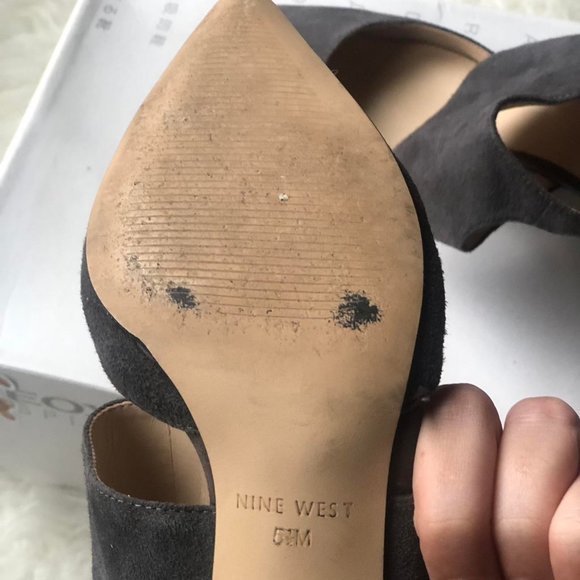 Nine West Grey Suede Kitten Heels - Picture 4 of 7